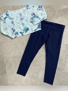 Womens VICTORIA’S SECRET PINK Leggings & Cropped Sweatshirt, sz XXL…..1 NWT